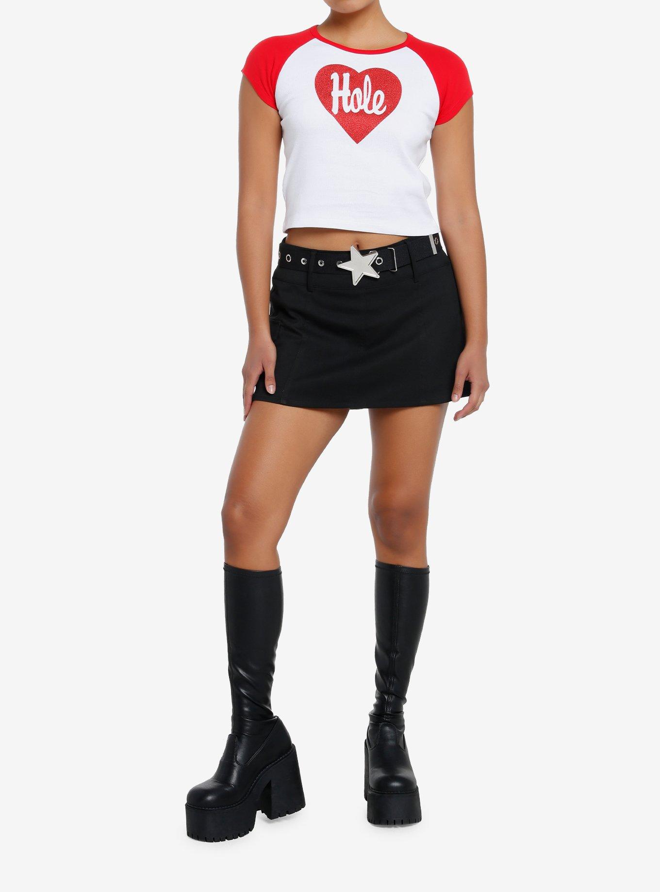 Hole Glitter Heart Girls Baby Raglan T-Shirt, BRIGHT WHITE, alternate