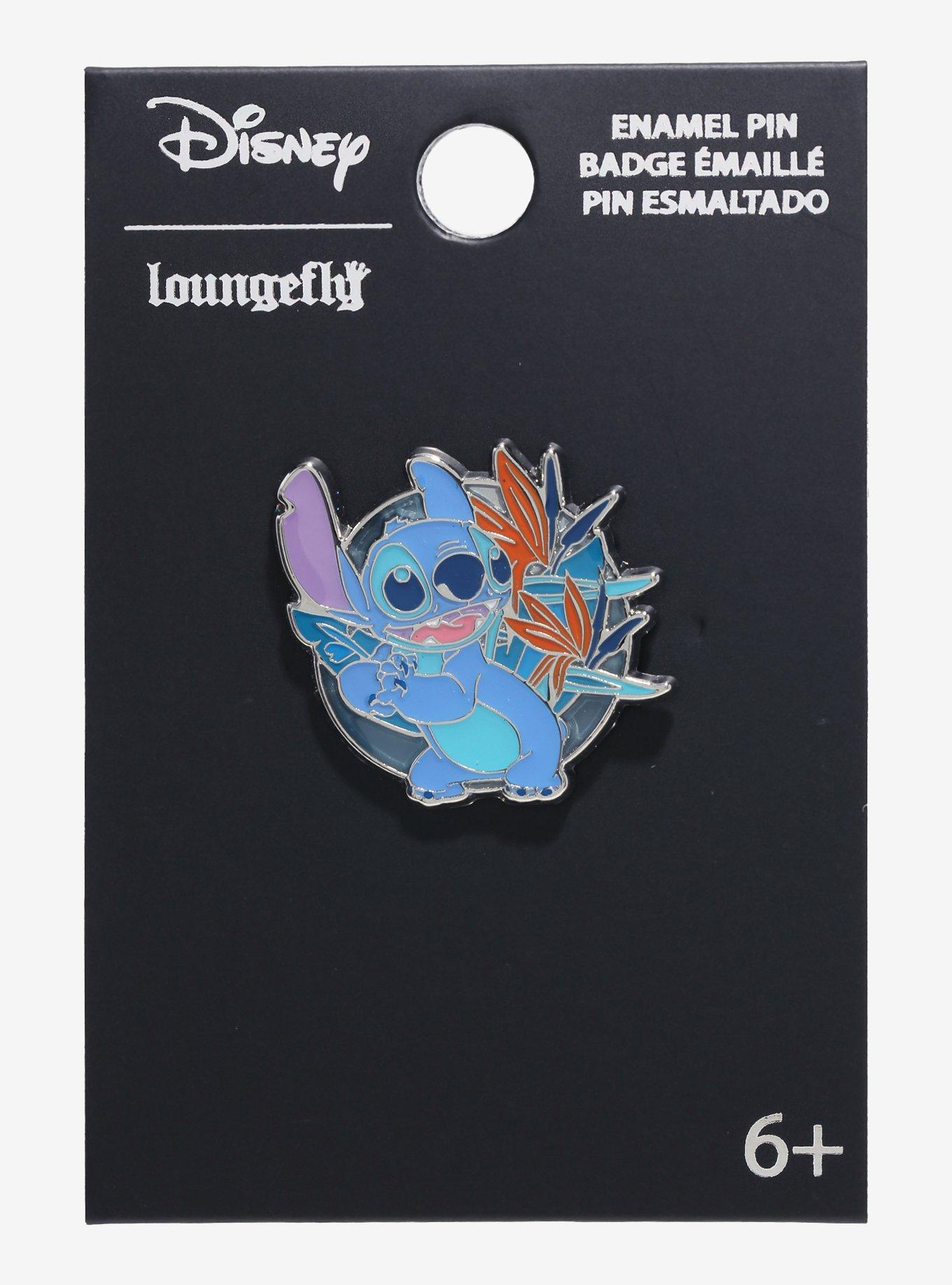 Loungefly Disney Lilo & Stitch Floral Stitch Stained Glass Enamel Pin - BoxLunch Exclusive, , alternate
