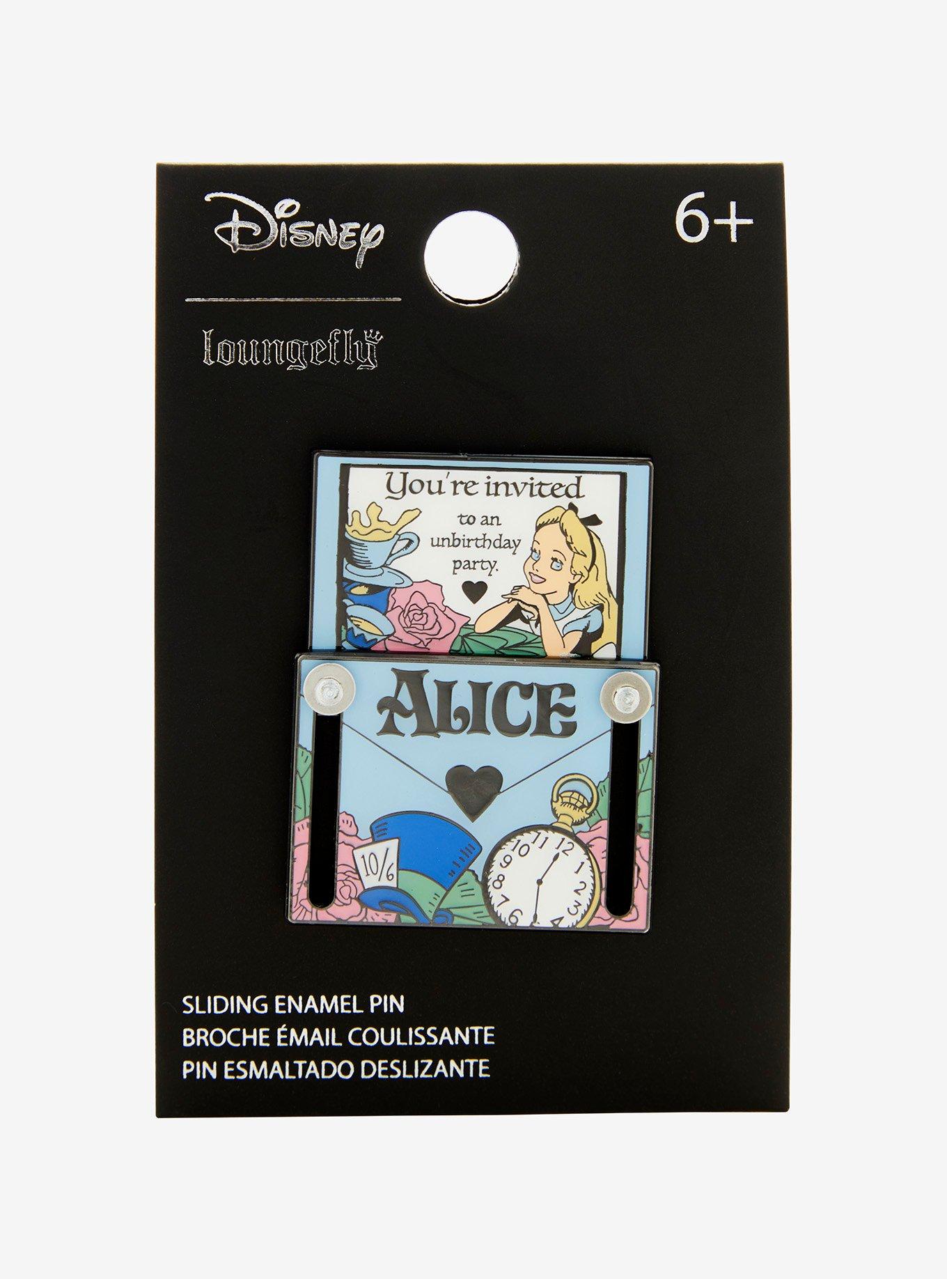 Loungefly Disney Alice in Wonderland Unbirthday Invitation Sliding Enamel Pin — BoxLunch Exclusive