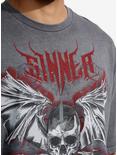 Social Collision® Sinner Rhinestone Skull Oversized T-Shirt, RED, alternate