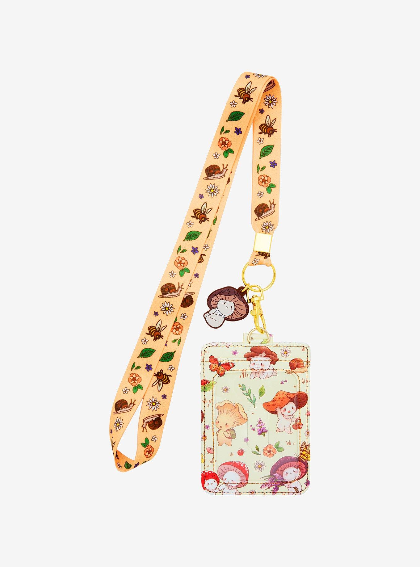 Cottagecore Mushroom Creature Lanyard With Cardholder, , alternate