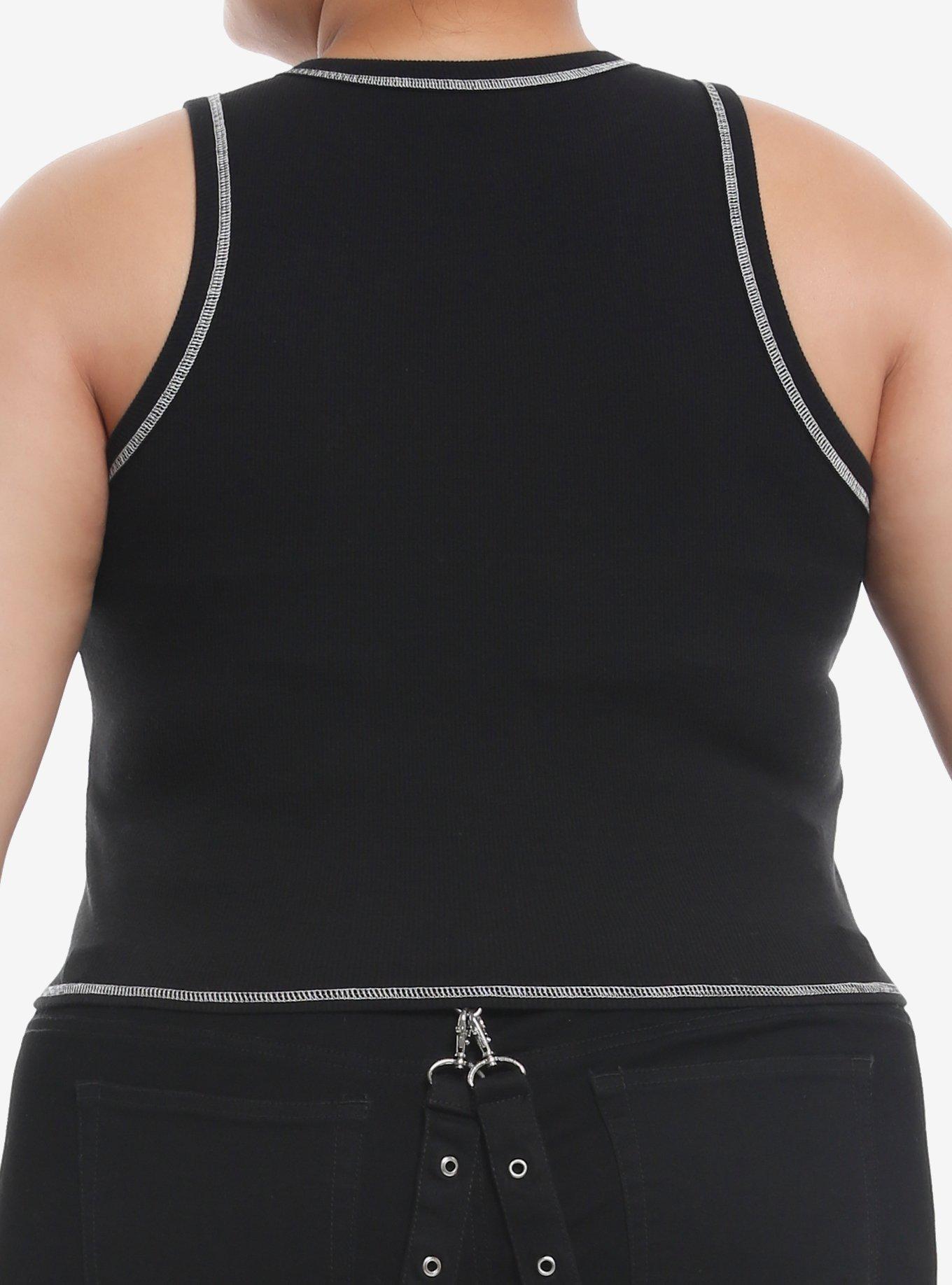 Death Note Ryuk Outline Ribbed Girls Crop Tank Top Plus Size, MULTI, alternate