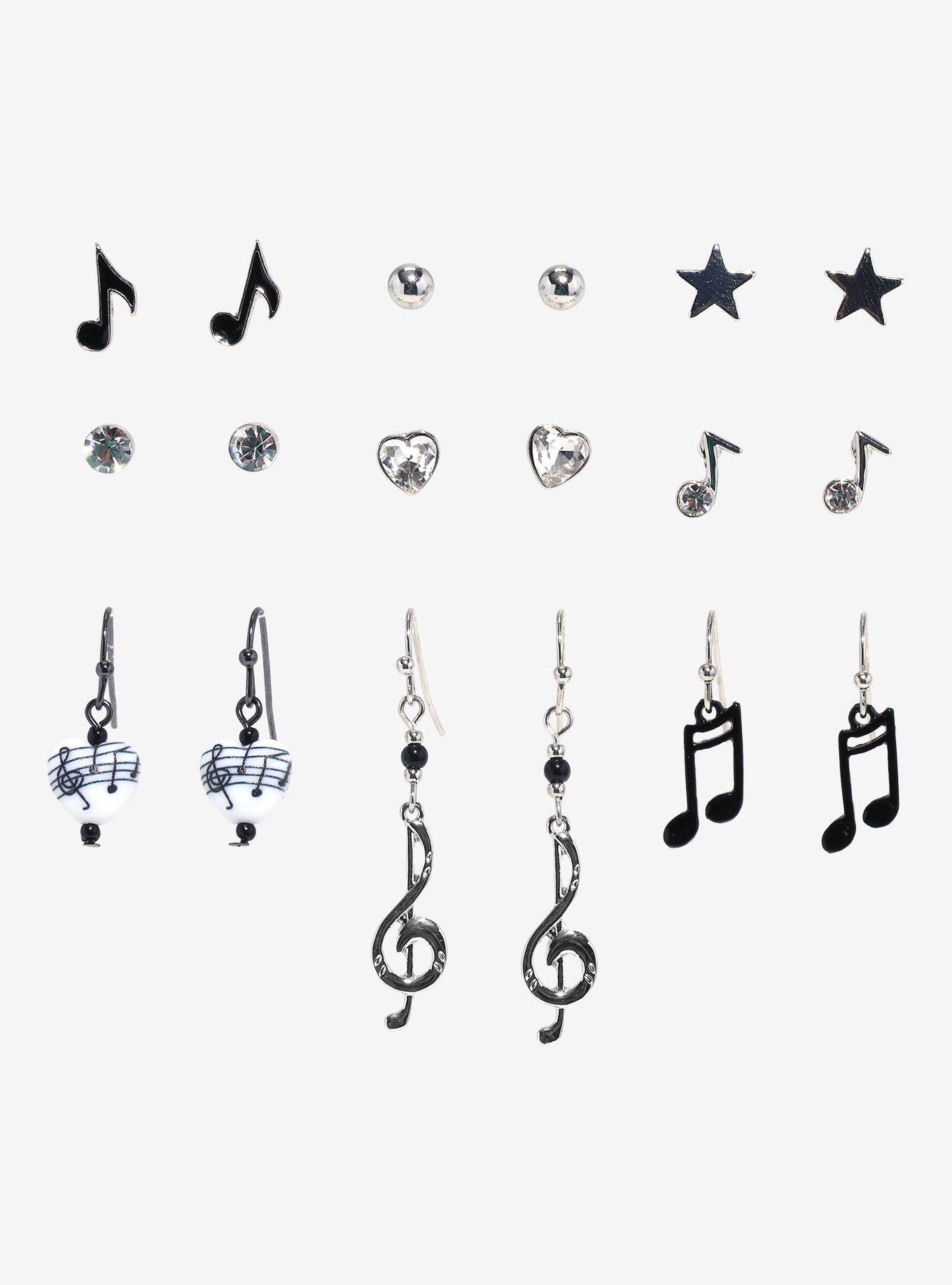 Sweet Society Music Note Stud & Earring Set, , alternate