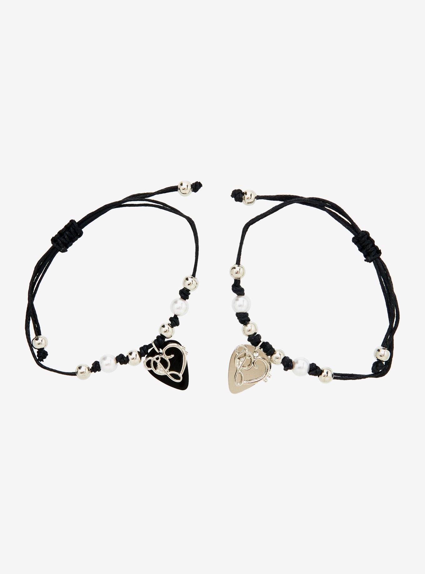 Sweet Society Music Note Guitar Pick Best Friend Cord Bracelet Set, , alternate
