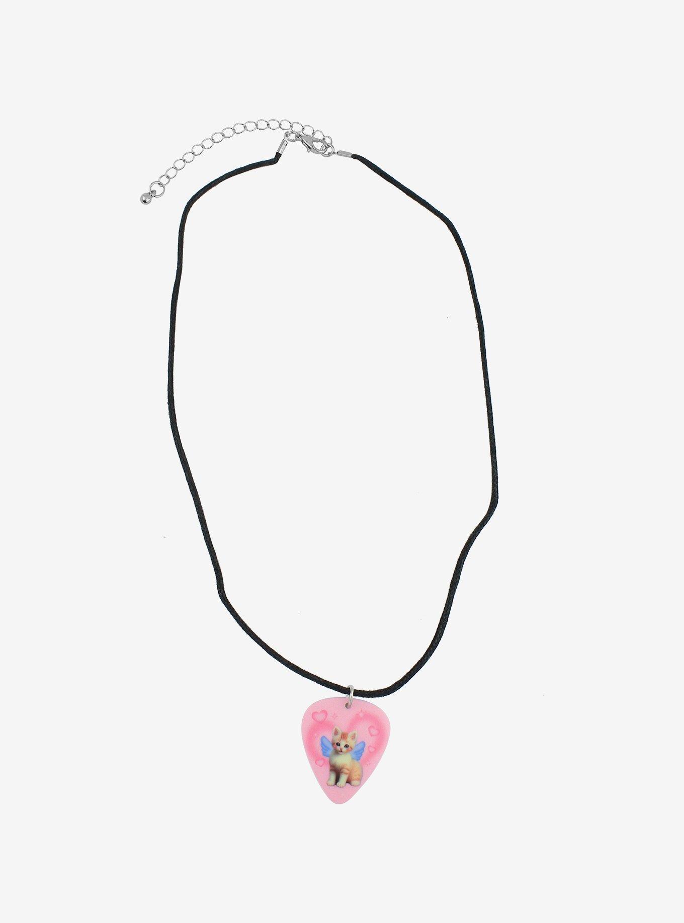 Sweet Society Cat Angel Guitar Pick Cord Necklace, , alternate