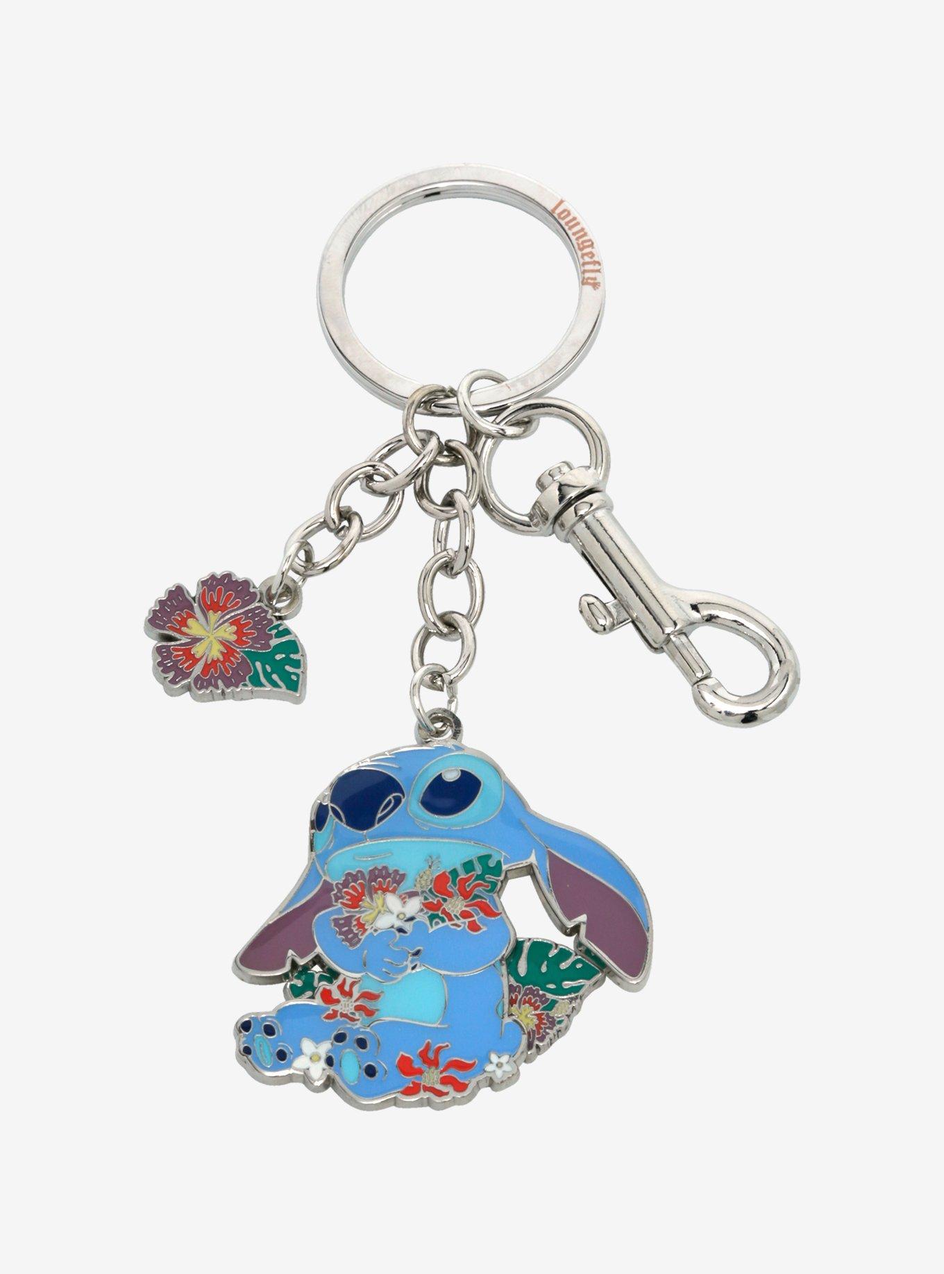 Loungefly Disney Lilo & Stitch Floral Stitch Multi-Charm Keychain - BoxLunch Exclusive, , alternate