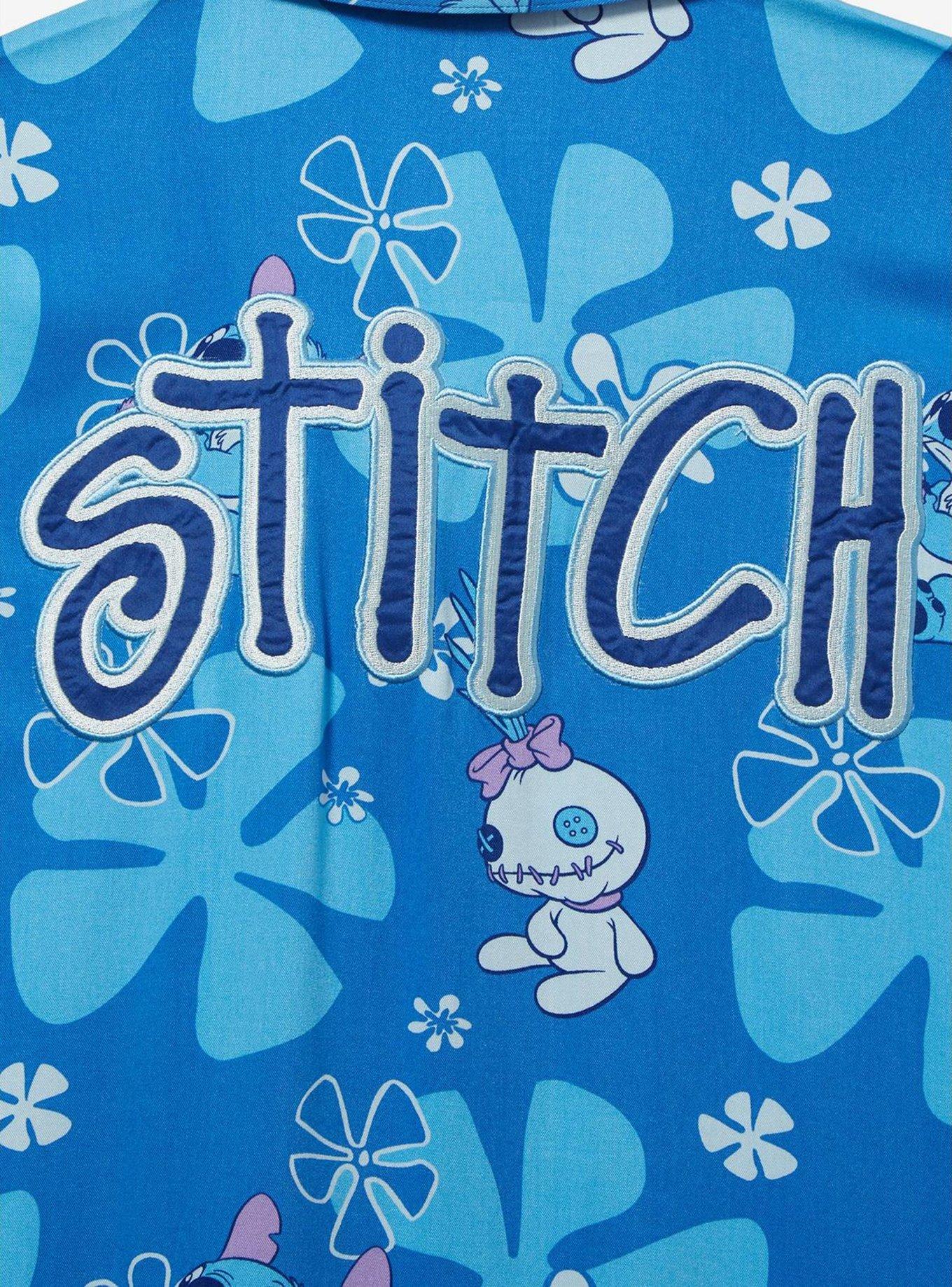 Disney Lilo & Stitch Scrump and Stitch Floral Allover Print Button-Up - BoxLunch Exclusive, BLUE, alternate