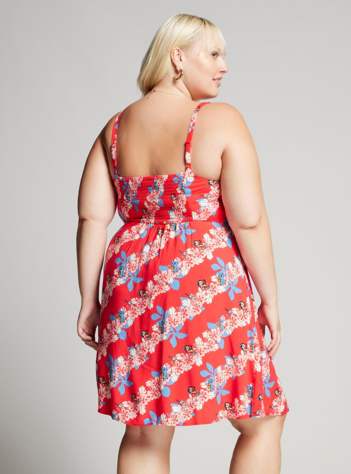 Disney Lilo & Stitch Hibiscus Plus Size Tie-Front Dress &mdash; BoxLunch Exclusive, RED, alternate