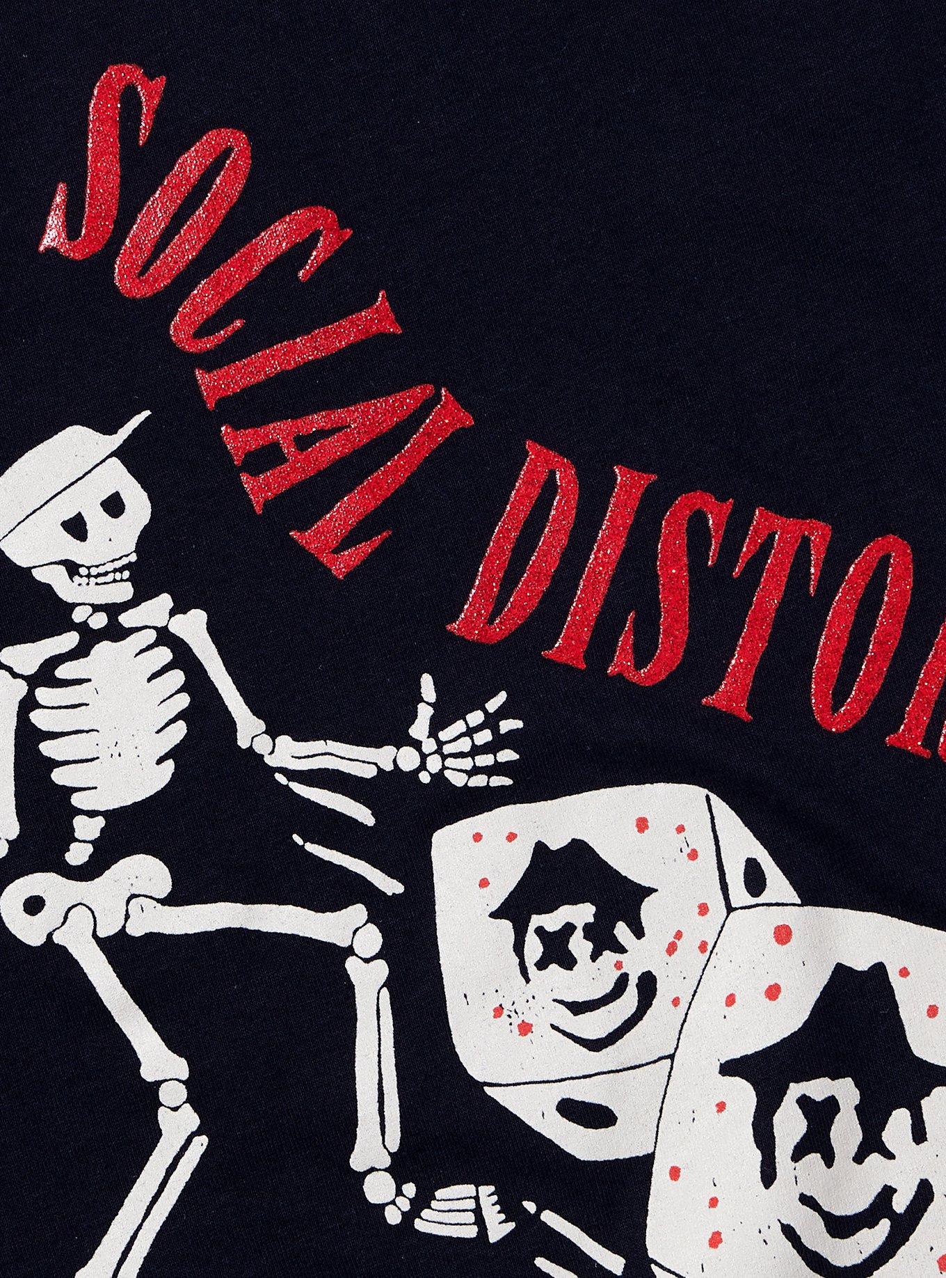 Social Distortion Skelly Glitter Logo Boyfriend Fit Girls T-Shirt, BLACK, alternate
