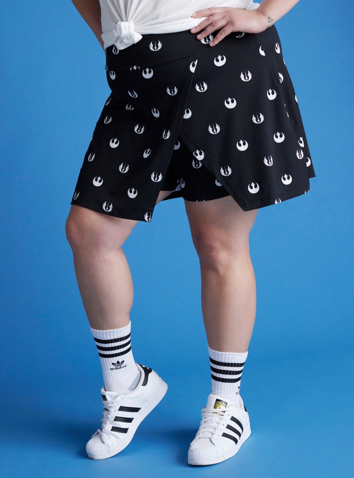 Her Universe Star Wars Icons Asymmetrical Athletic Skort Plus Size Her Universe Exclusive, BLACK  WHITE, alternate