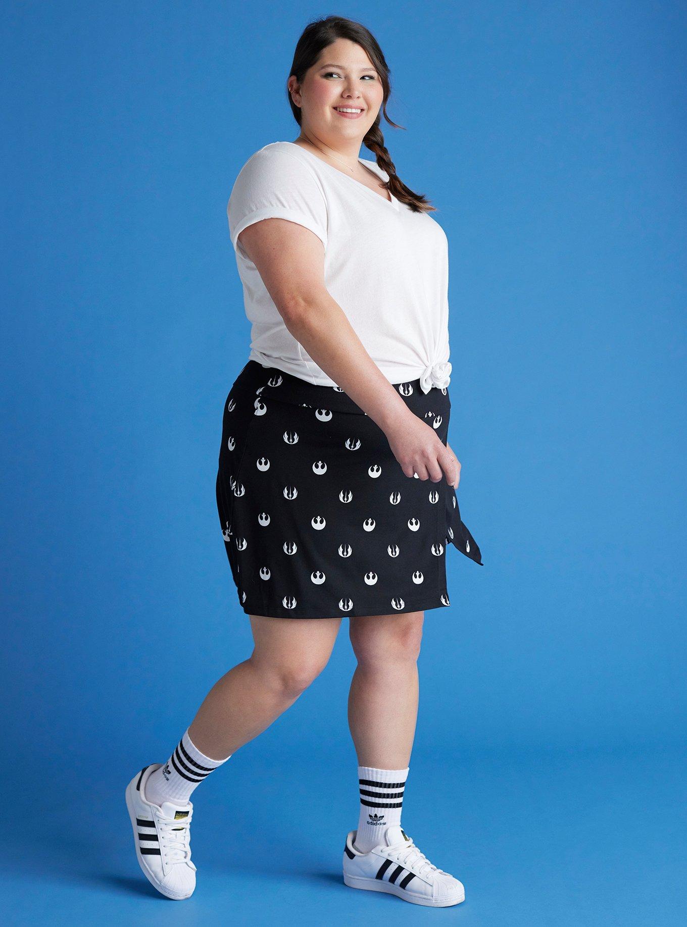 Her Universe Star Wars Icons Asymmetrical Athletic Skort Plus Size Her Universe Exclusive, BLACK  WHITE, alternate