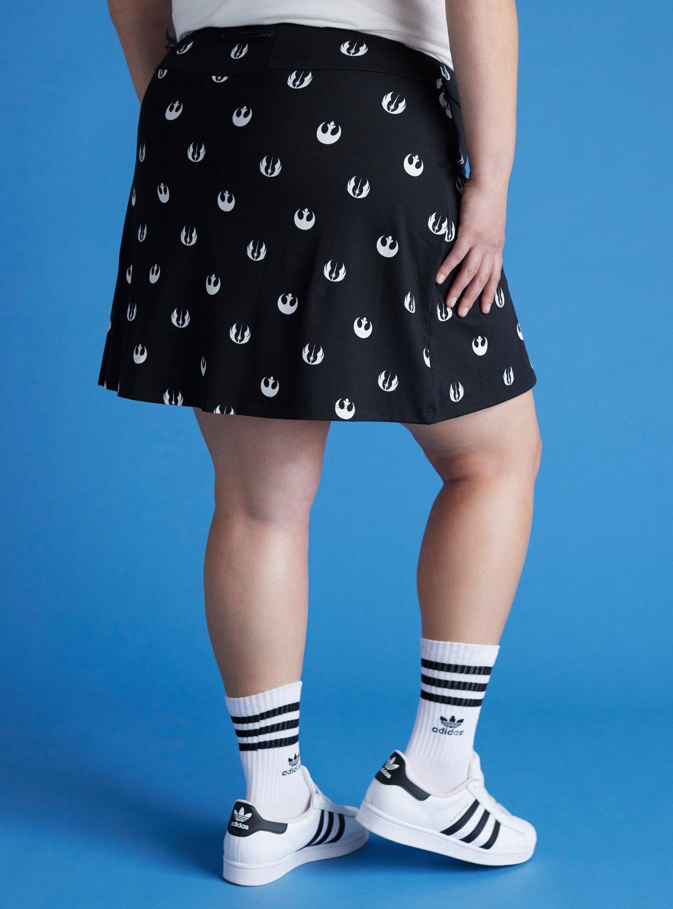 Her Universe Star Wars Icons Asymmetrical Athletic Skort Plus Size Her Universe Exclusive, BLACK  WHITE, alternate