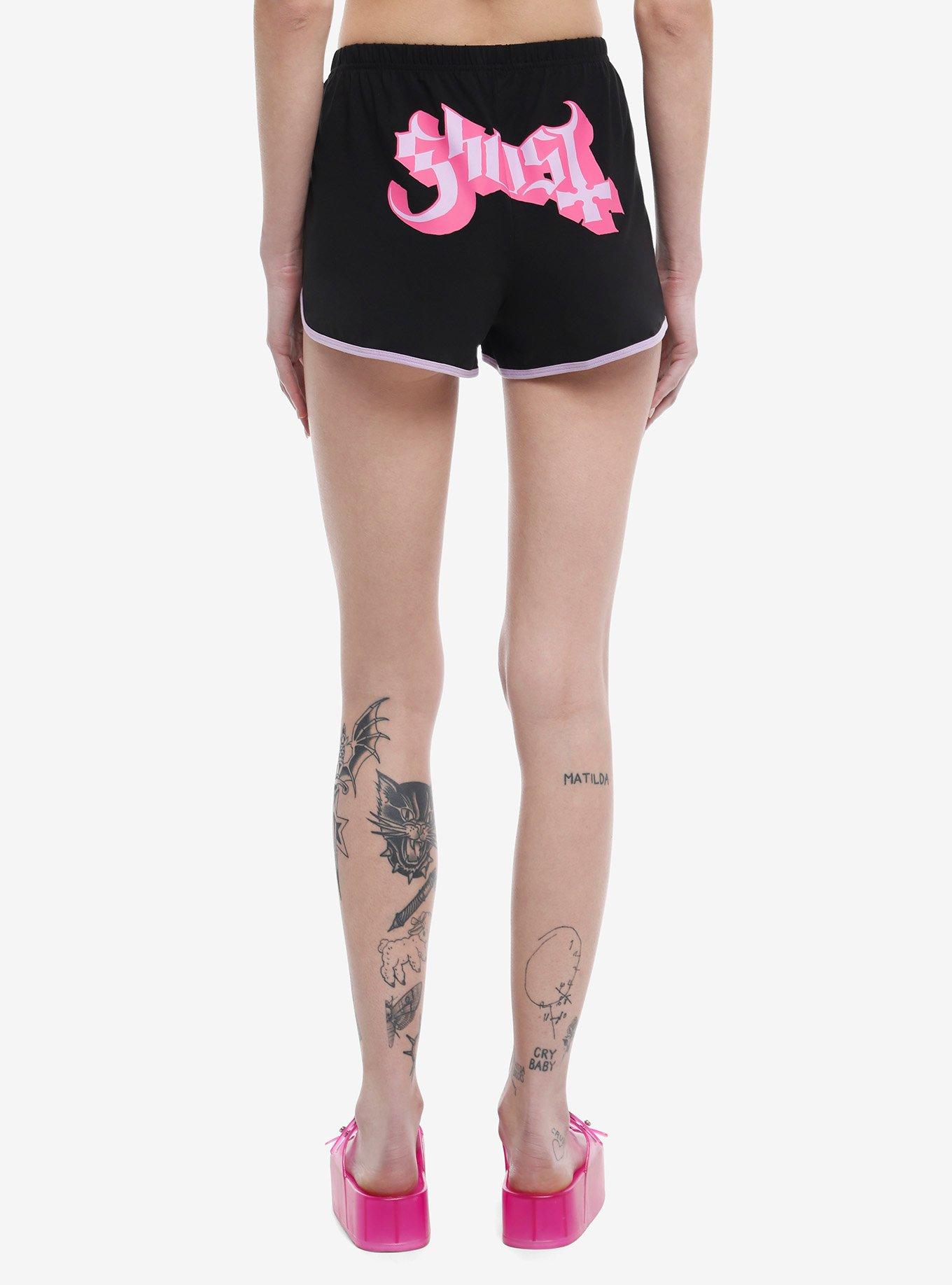 Ghost Logo Girls Lounge Shorts, BLACK, alternate