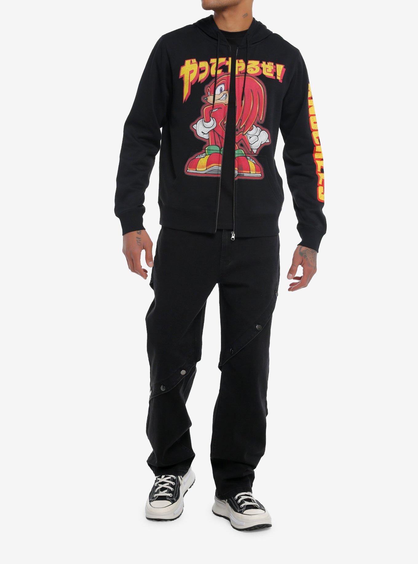 Sonic The Hedgehog Knuckles Vintage Japanese Hoodie, BLACK, alternate