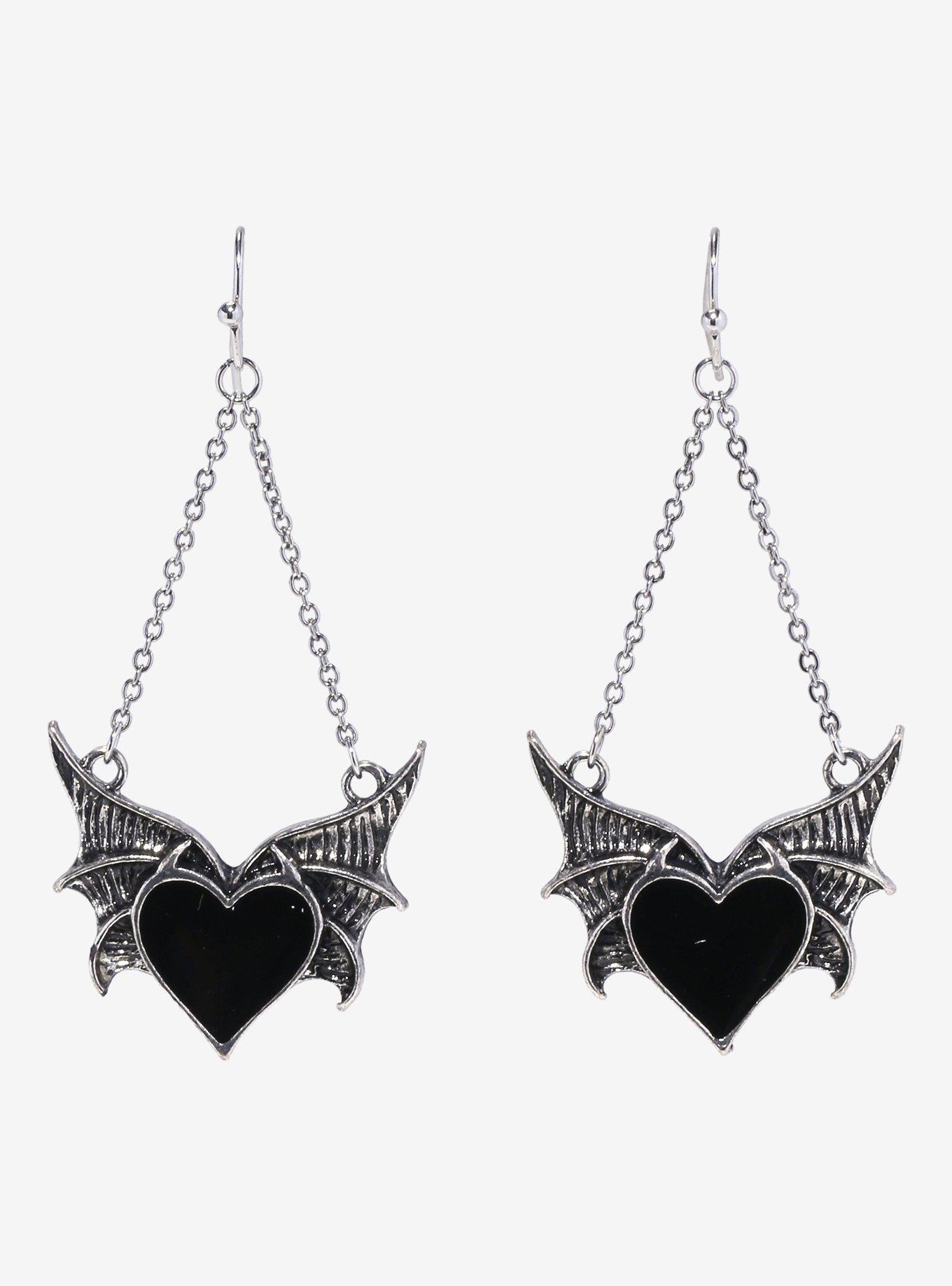 Social Collision® Heart Bat Drop Earrings, , alternate