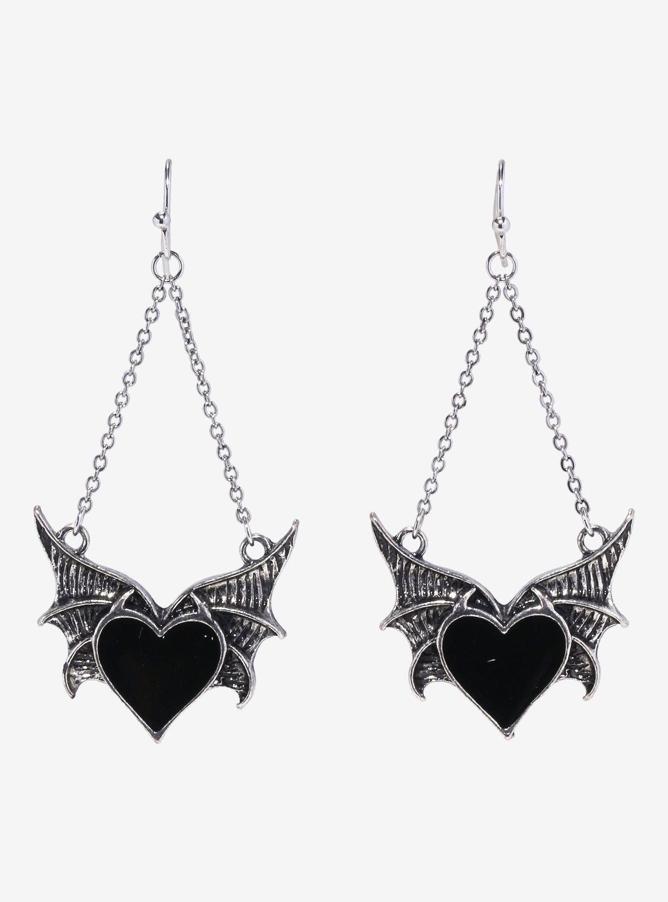 Social Collision® Heart Bat Drop Earrings, , hi-res