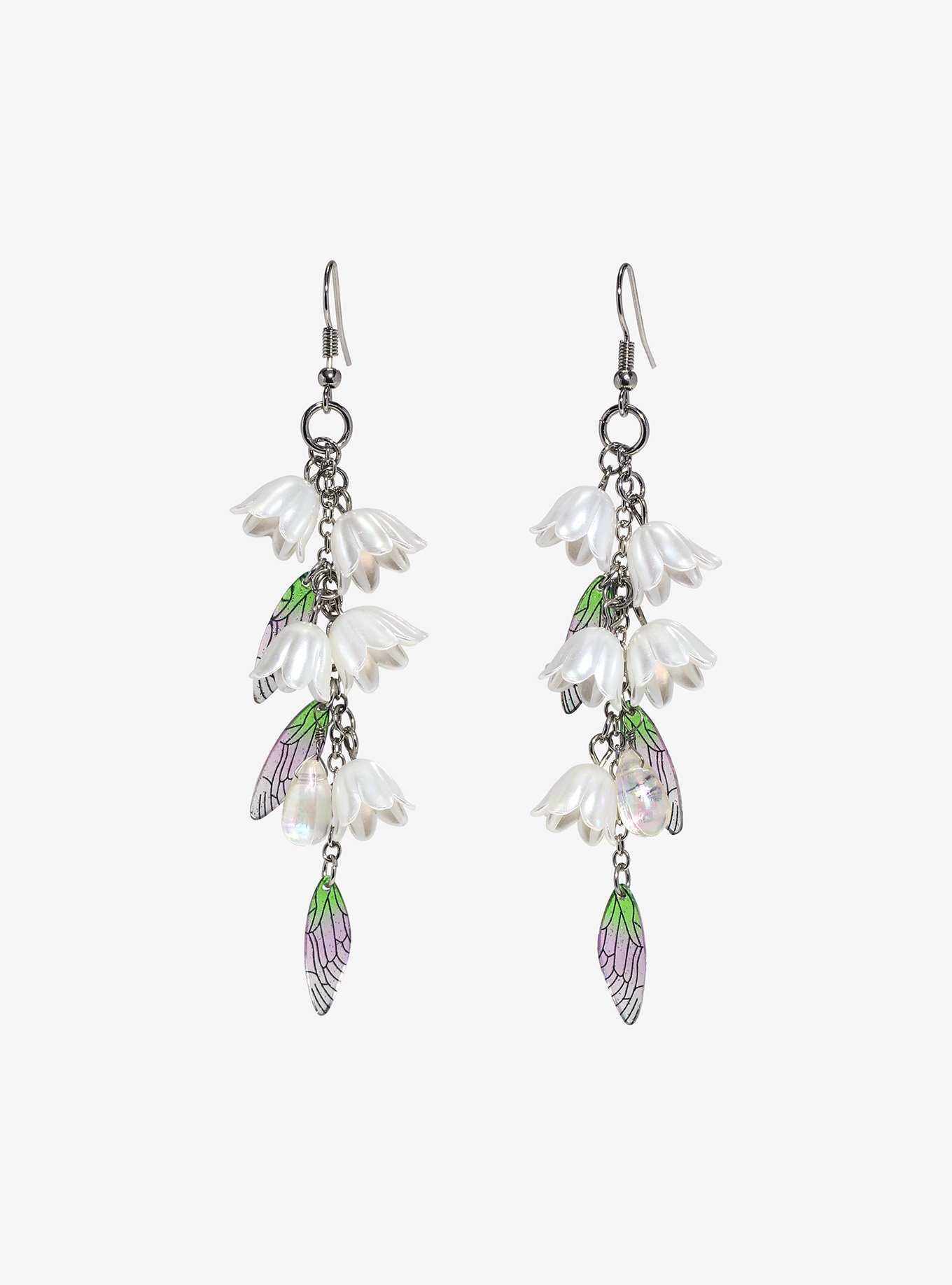 Thorn & Fable Lily Butterfly Wing Drop Earrings, , hi-res