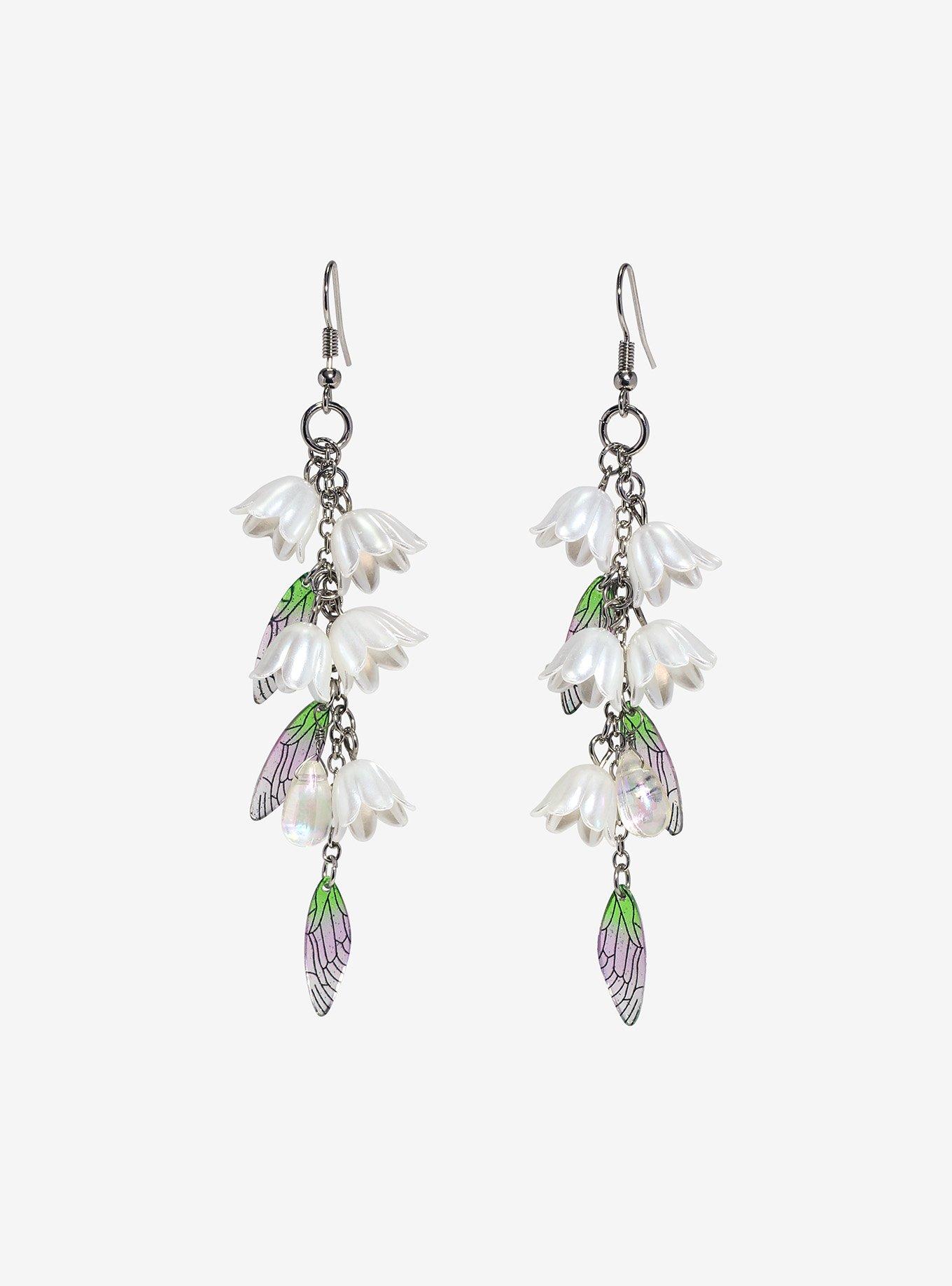 Thorn & Fable Lily Butterfly Wing Drop Earrings, , hi-res