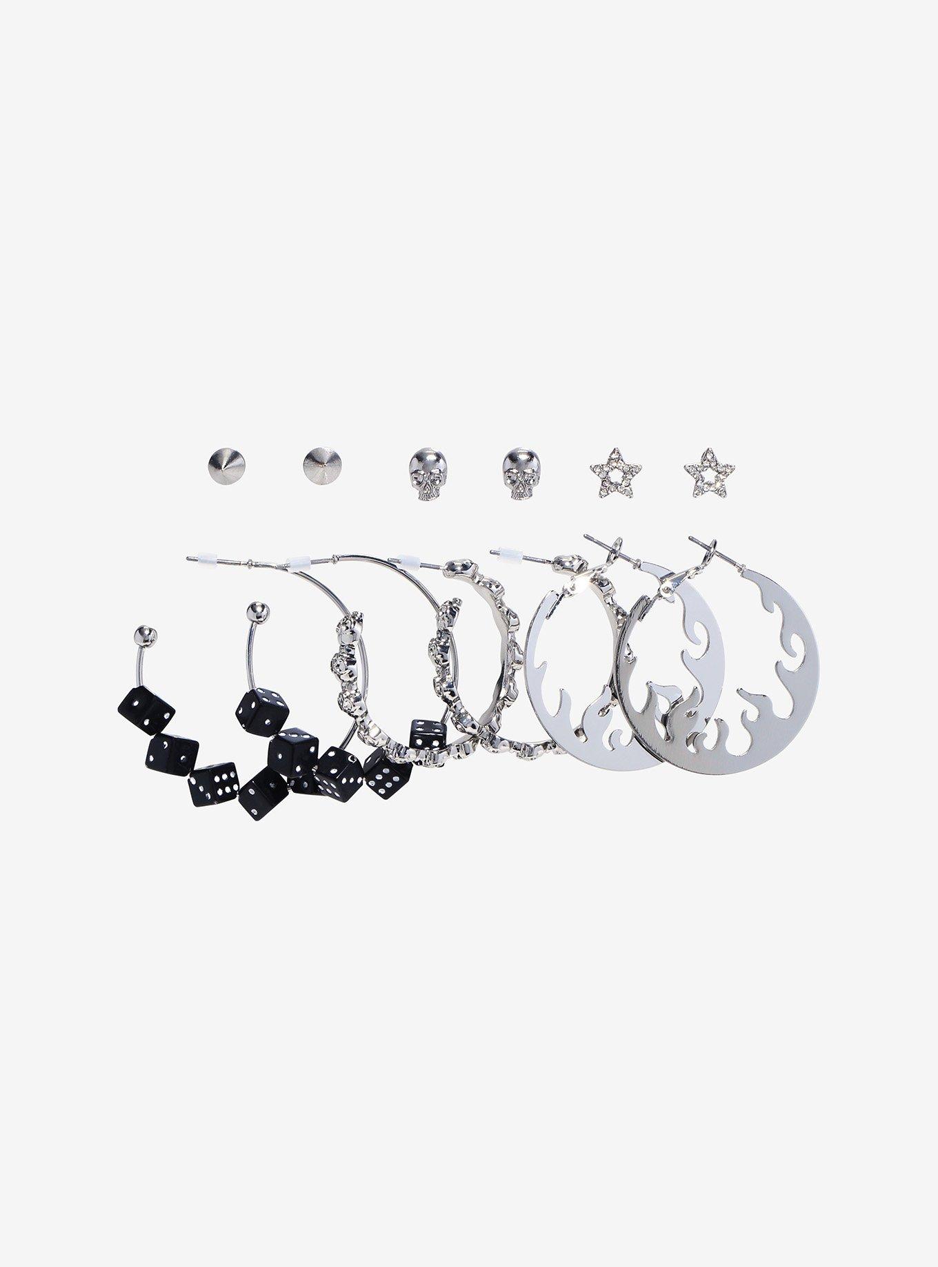 Social Collision® Skull Dice Stud & Hoop Earring Set, , alternate
