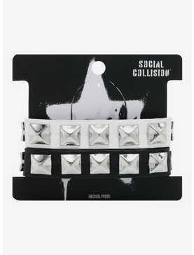 Social Collision® Black & White Stud Cuff Bracelet Set, , hi-res