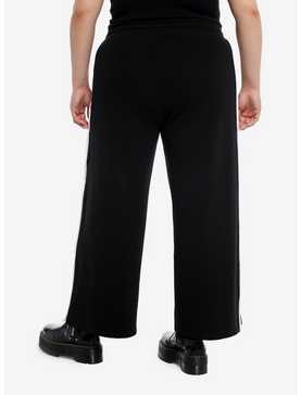 Social Collision® Black & White Stripe Snap Girls Track Pants Plus Size, , hi-res