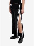 Social Collision® Black & White Stripe Snap Girls Track Pants Plus Size, BLACK, alternate