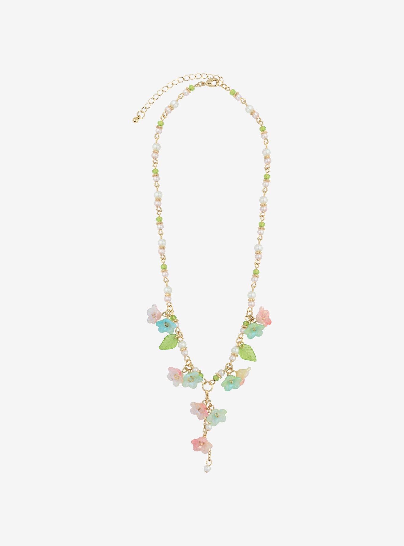 Thorn & Fable Pearl Bead Flower Drop Necklace, , alternate