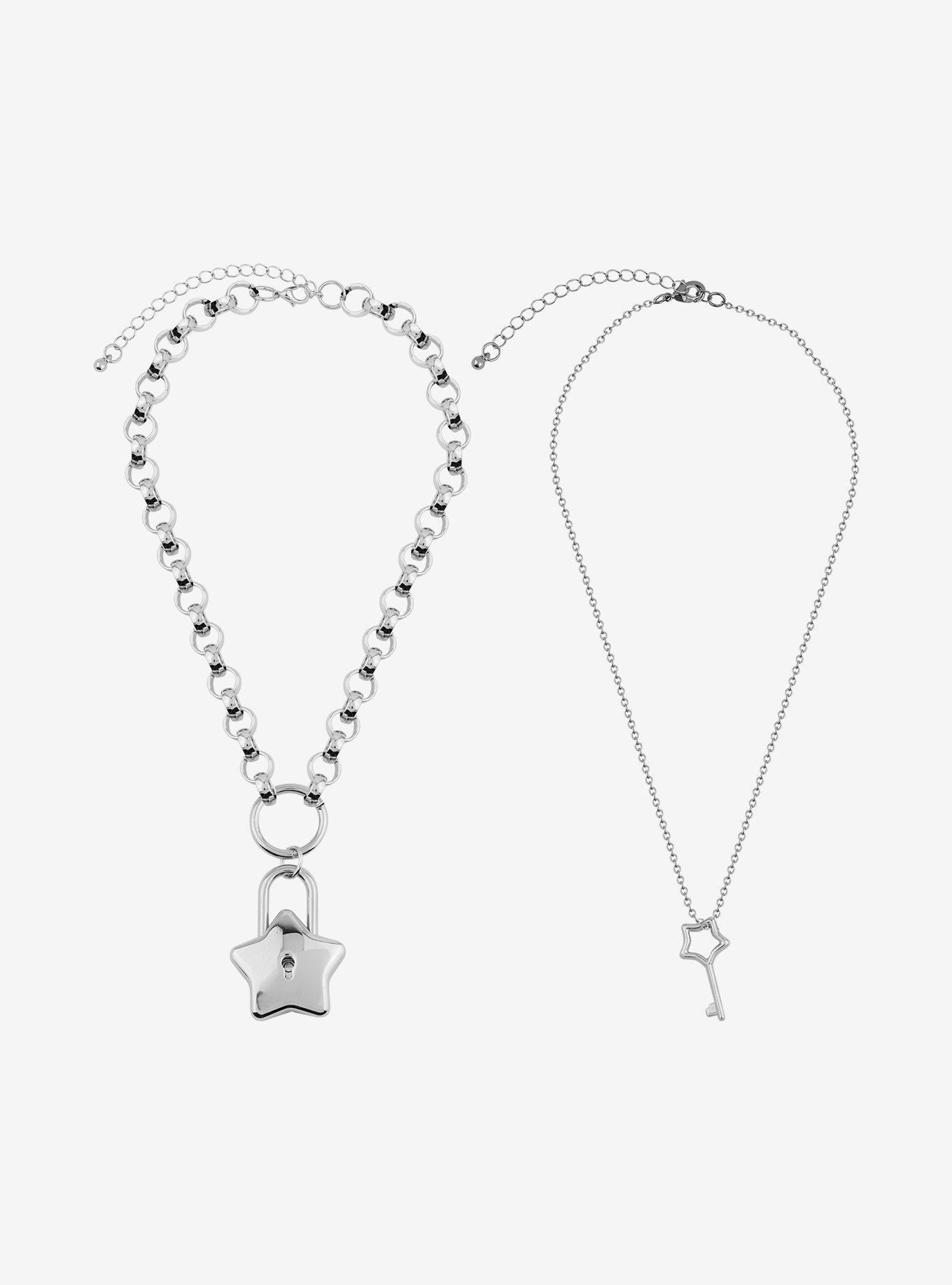 Social Collision Star Padlock & Key Necklace Set, , alternate