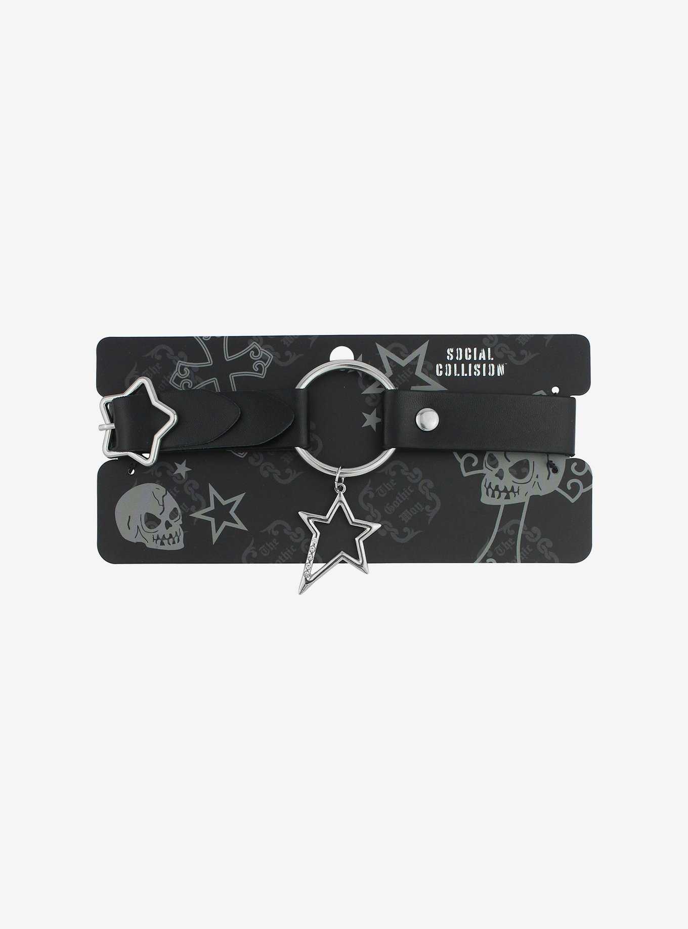 Social Collision® Star Buckle Faux Leather Choker, , hi-res