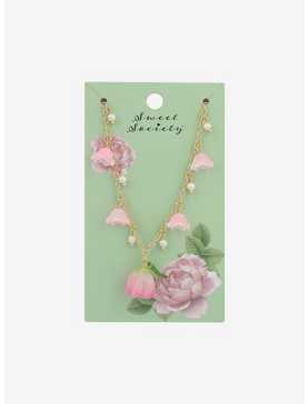Sweet Society Pink Floral Charm Necklace, , hi-res