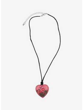 Sweet Society Pink Heart Flower Cord Necklace, , hi-res