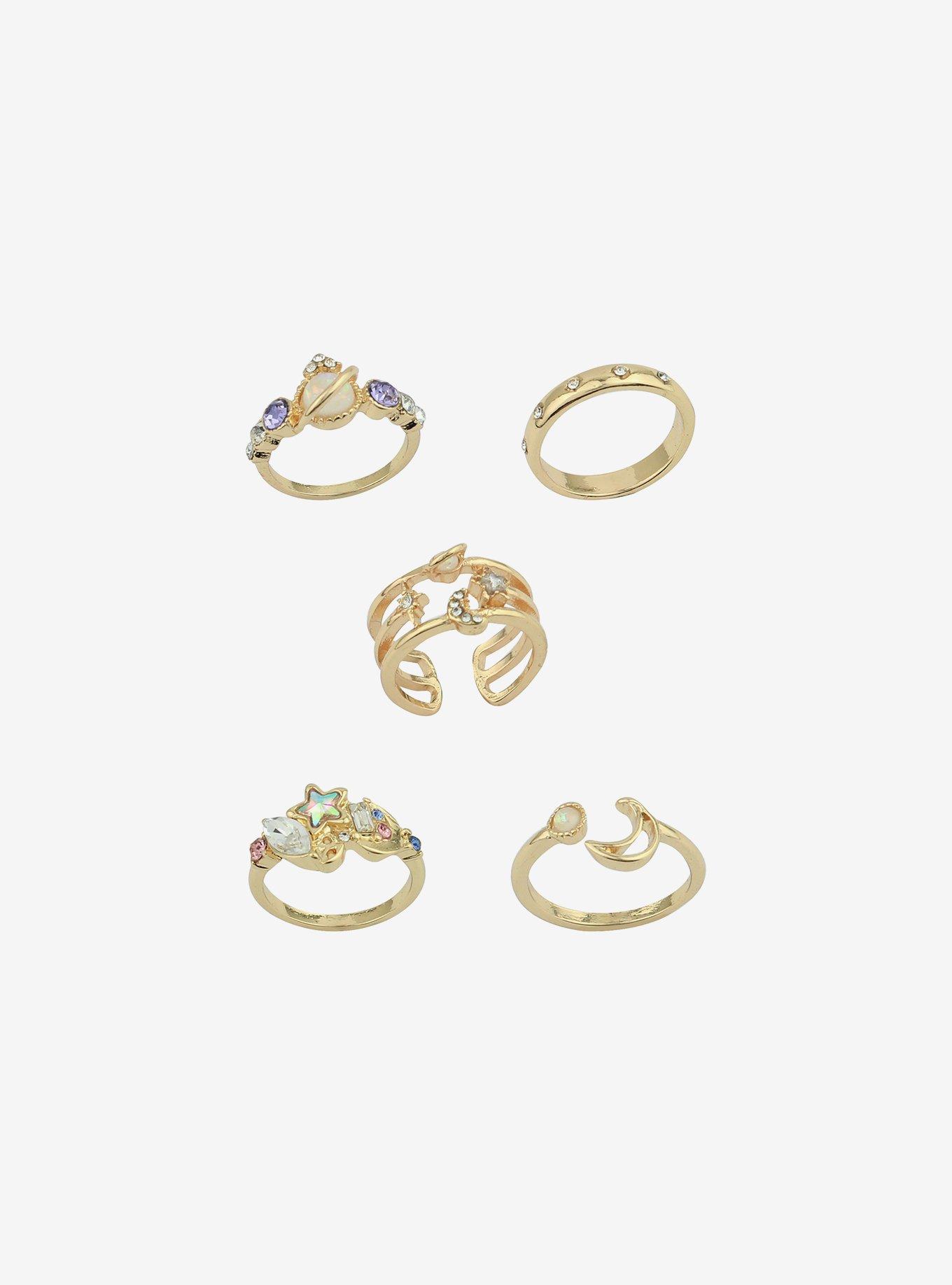Cosmic Aura Celestial Gem Ring Set, , alternate