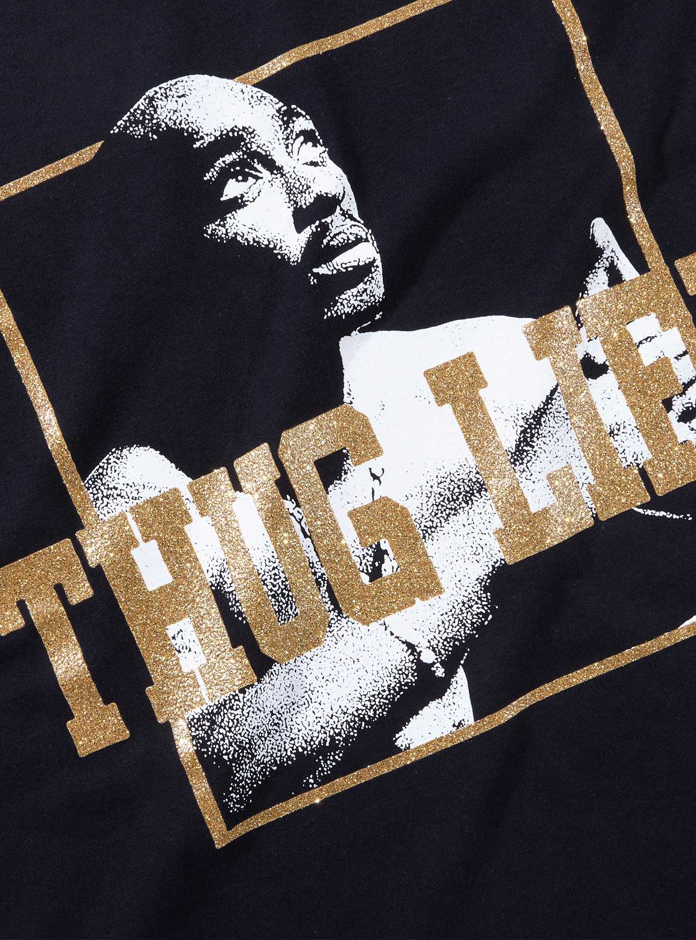 Tupac Thug Life Glitter Portrait Boyfriend Fit Girls T-Shirt, , hi-res