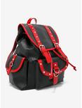 Red & Black Spike Faux Leather Slouch Backpack, , alternate