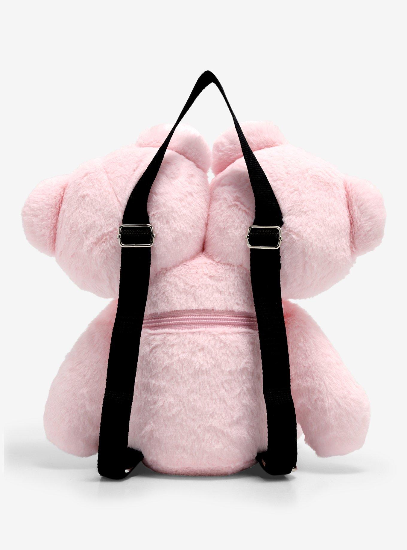 Pink Double Bear Head Plush Backpack, , hi-res