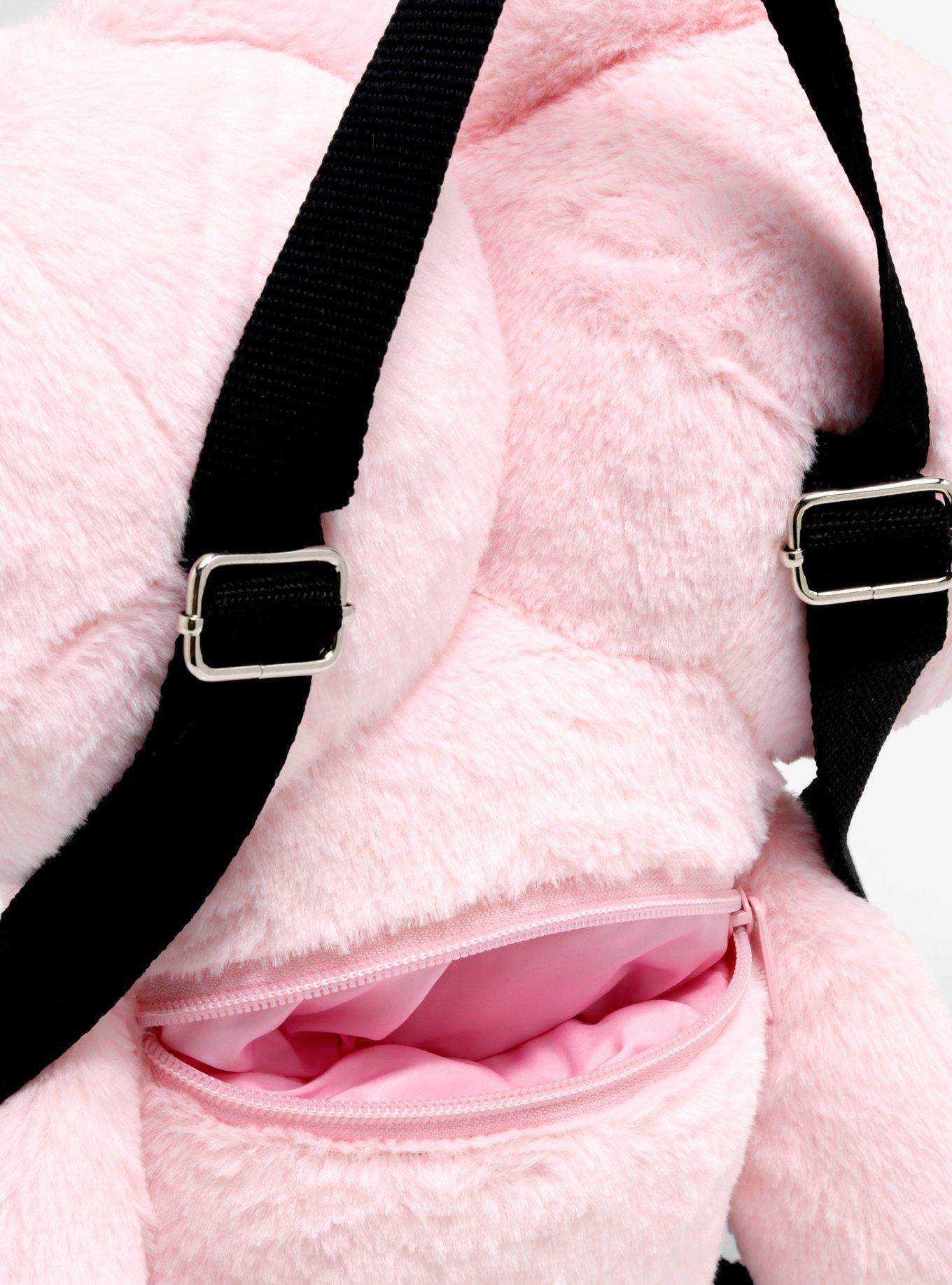 Pink Double Bear Head Plush Backpack, , alternate