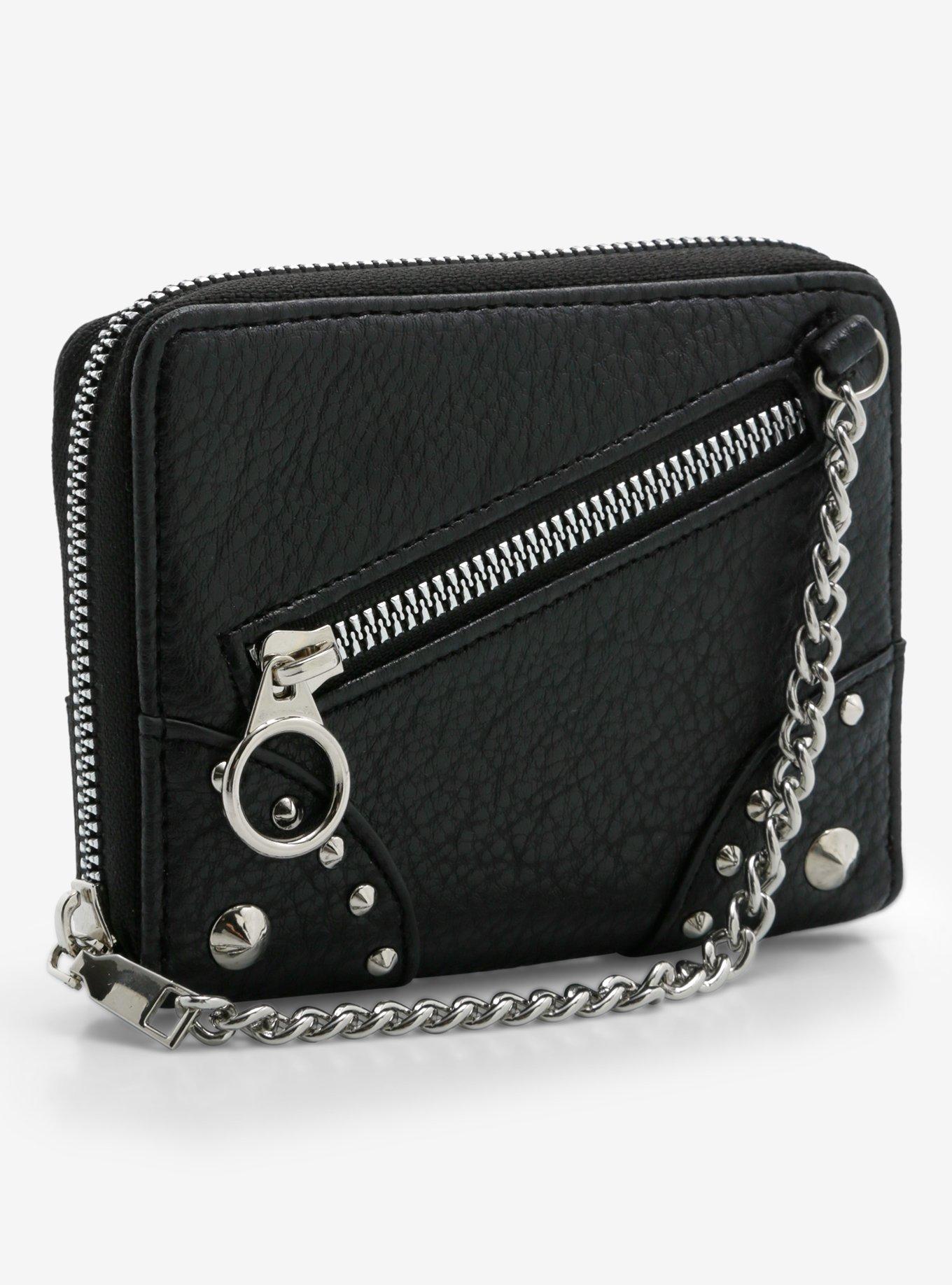 Black Faux Leather Hardware Mini Zipper Wallet