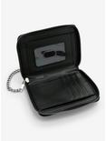 Black Faux Leather Hardware Mini Zipper Wallet, , alternate