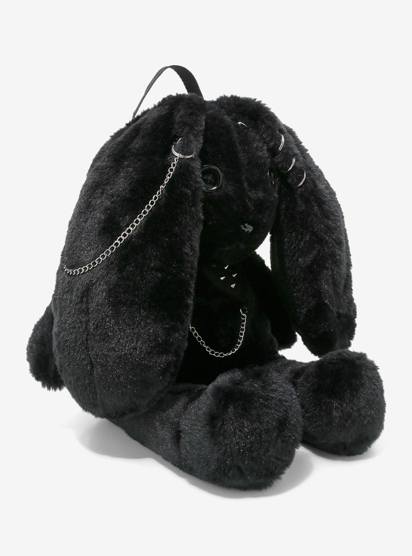 Black Bunny Piercings & Chains Plush Mini Backpack