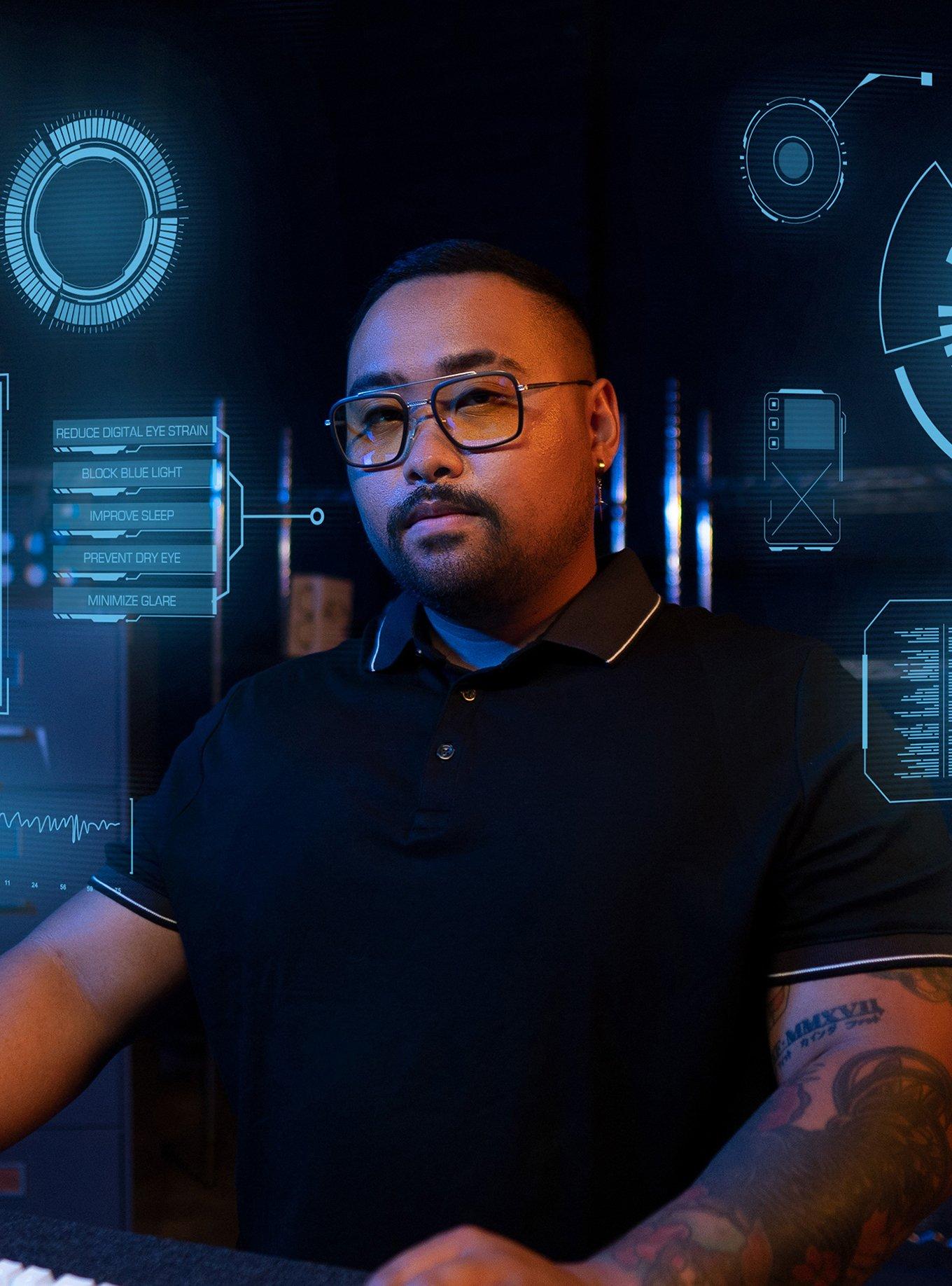 GUNNAR Marvel Iron Man Stark Industries Edition Clear Tint Blue Light Glasses, , alternate