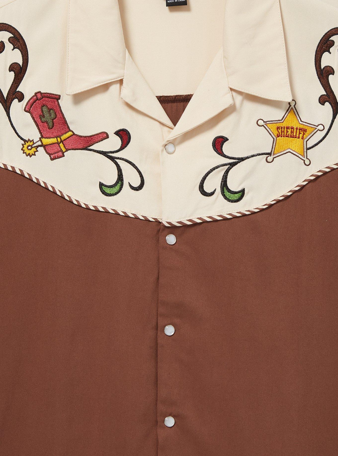 Disney Pixar Toy Story Sheriff Woody Western Button-Up, BROWN  LIGHT BROWN, alternate