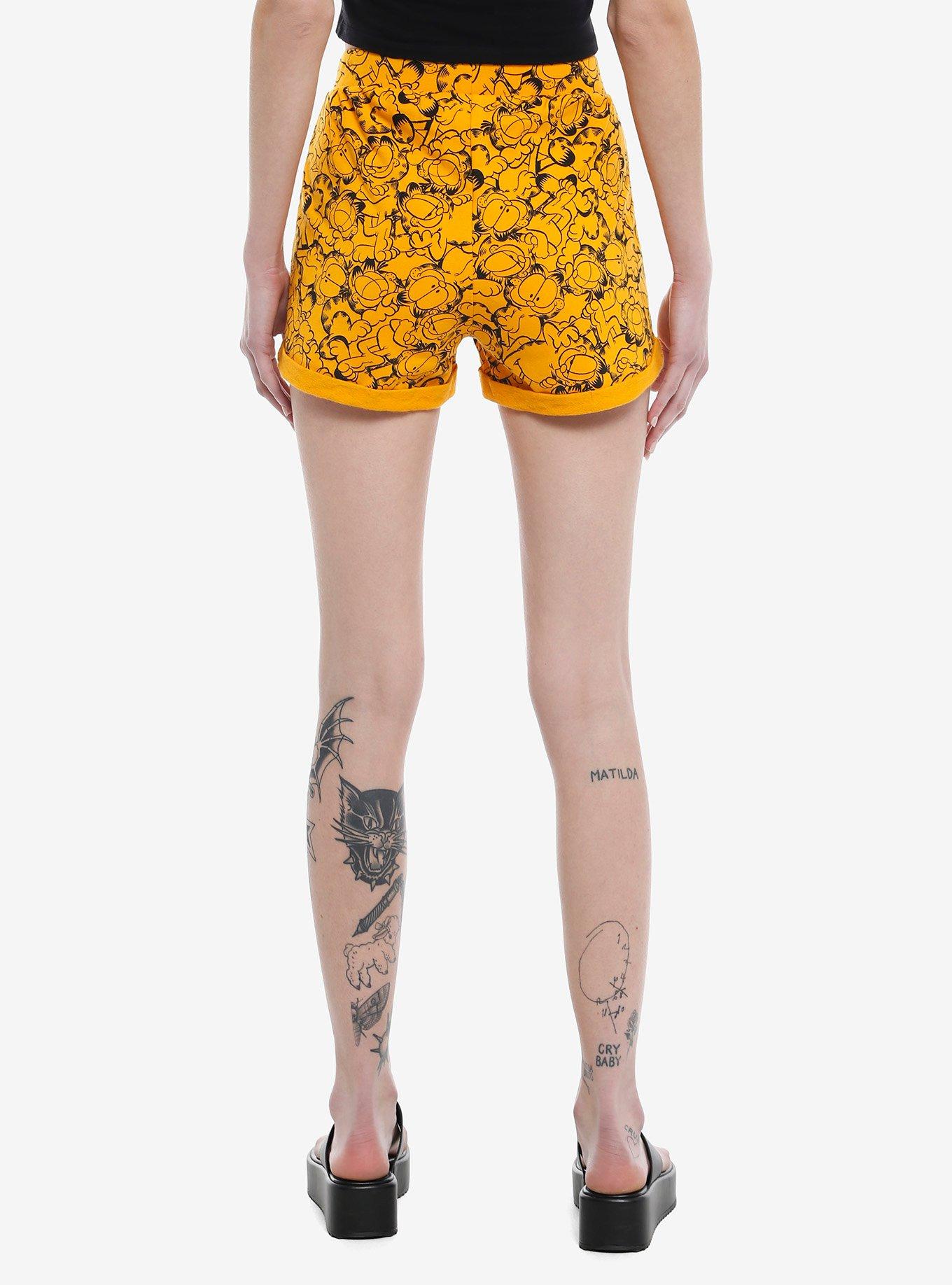 Garfield Allover Print Girls Lounge Shorts, ORANGE, alternate