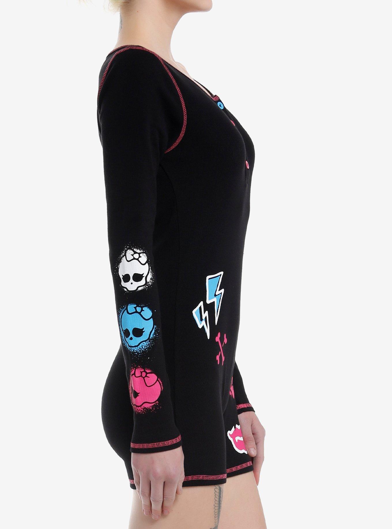 Monster High Icons Long-Sleeve Romper, BLACK, alternate