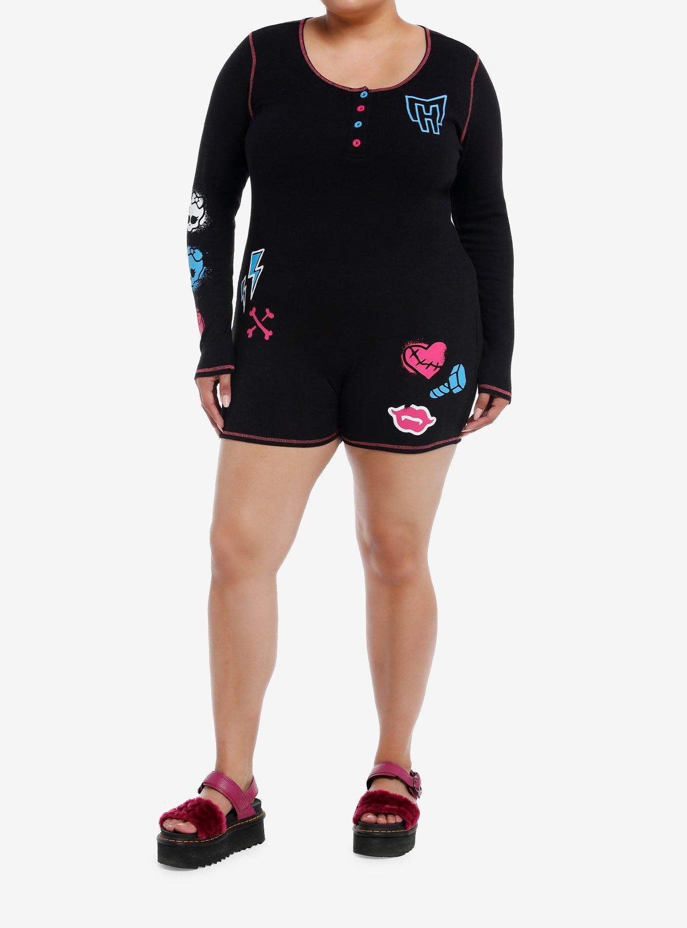 Monster High Icons Long-Sleeve Romper Plus Size, BLACK, alternate