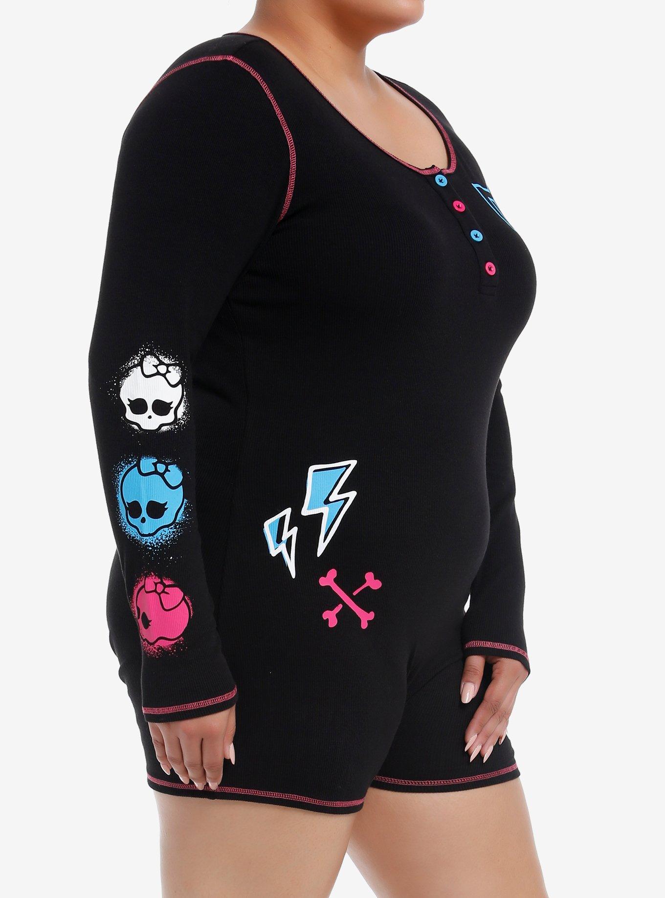 Monster High Icons Long-Sleeve Romper Plus Size, BLACK, alternate