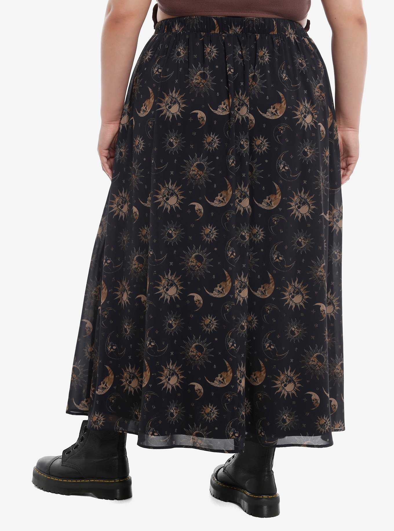 Cosmic Aura® Dark Celestial Mesh Maxi Skirt Plus Size, , hi-res
