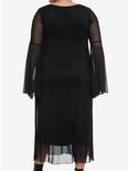 Cosmic Aura Black Mesh Bell Sleeve Midaxi Dress Plus Size, BLACK, alternate