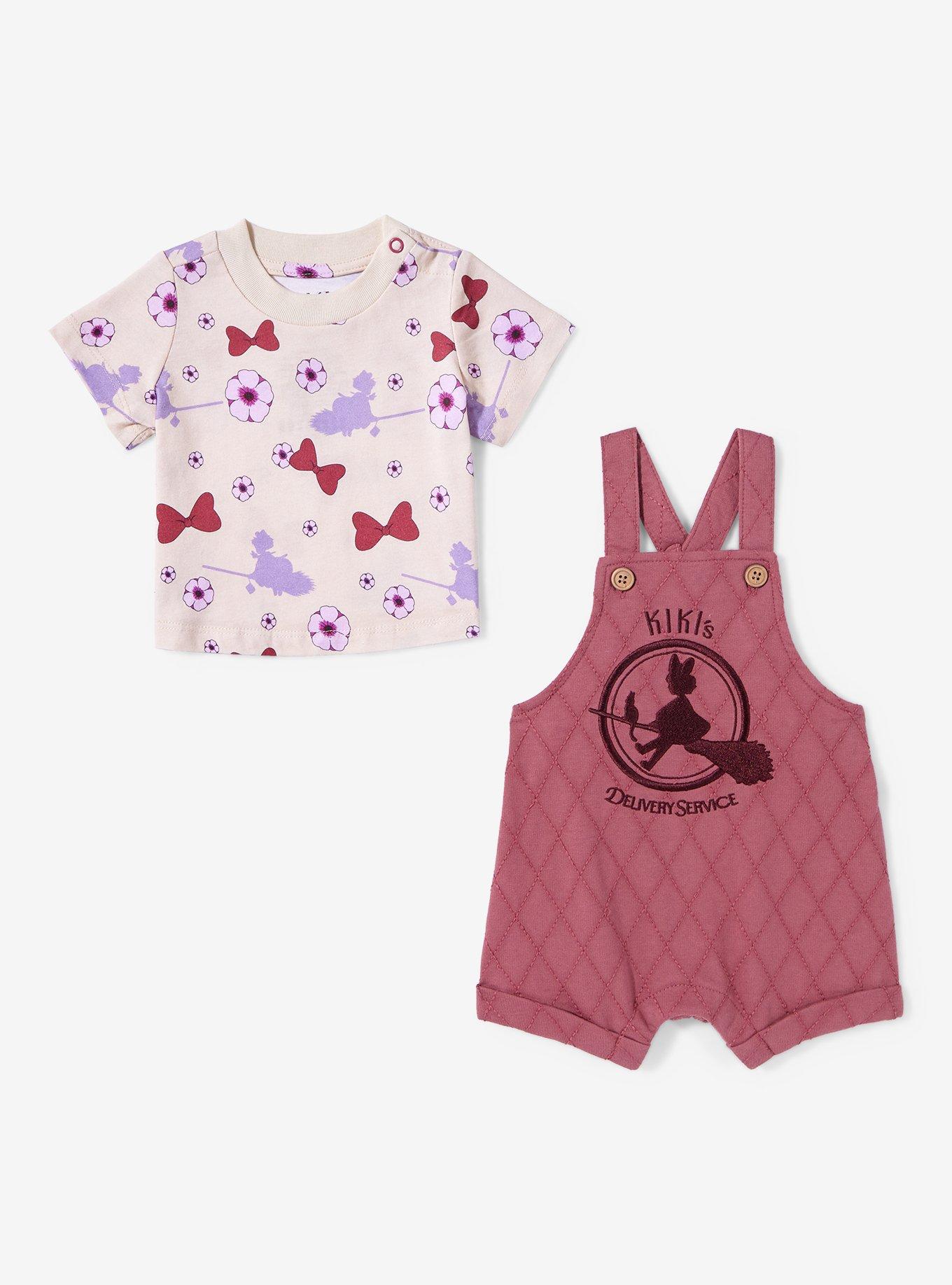 Studio Ghibli Kiki's Delivery Service Quilted Infant T-Shirt and Overall Set — BoxLunch Exclusive, MAROON, alternate