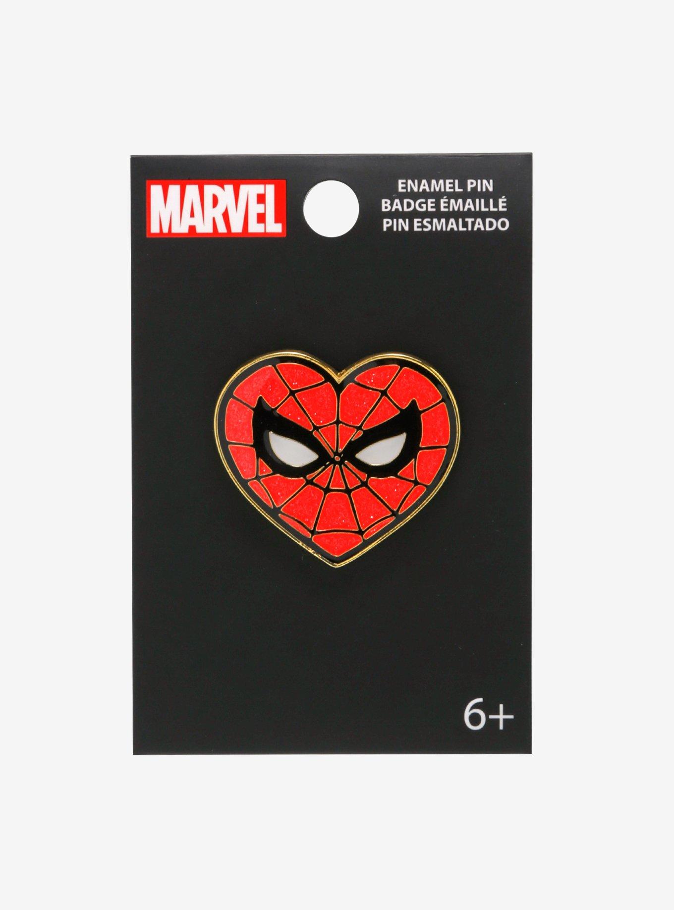 Marvel Spider-Man Heart-Shaped Glitter Enamel Pin — BoxLunch Exclusive, , alternate