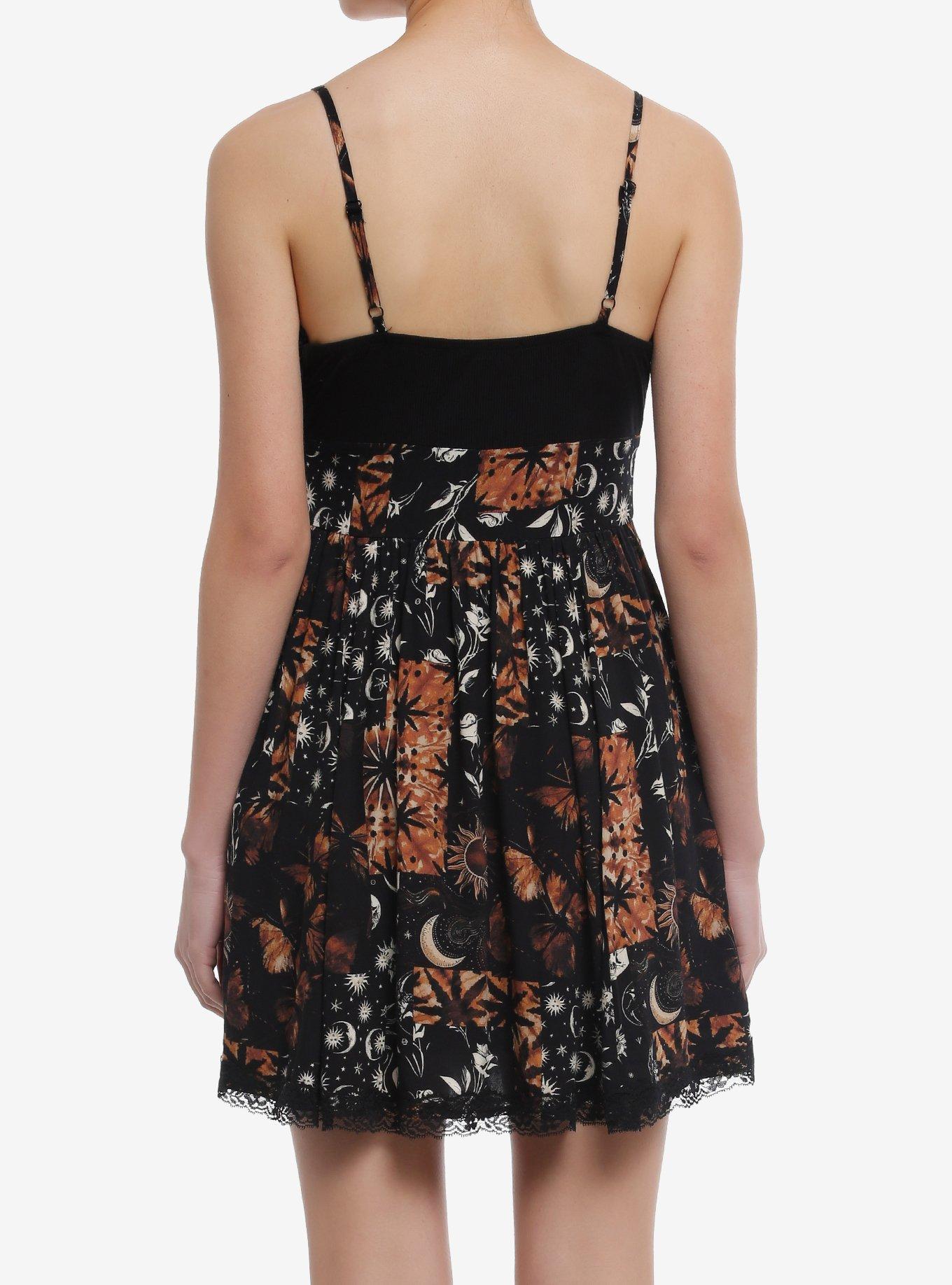 Cosmic Aura® Celestial Patchwork Slip Dress, BLACK, alternate